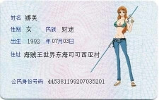 娜美的身份证